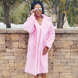 Pink teddy coat
